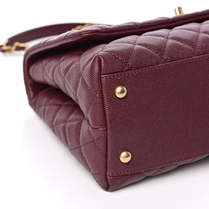 Chanel Caviar Elaphe Quilted Small Coco Handle Flap Burgundy 8 of 10