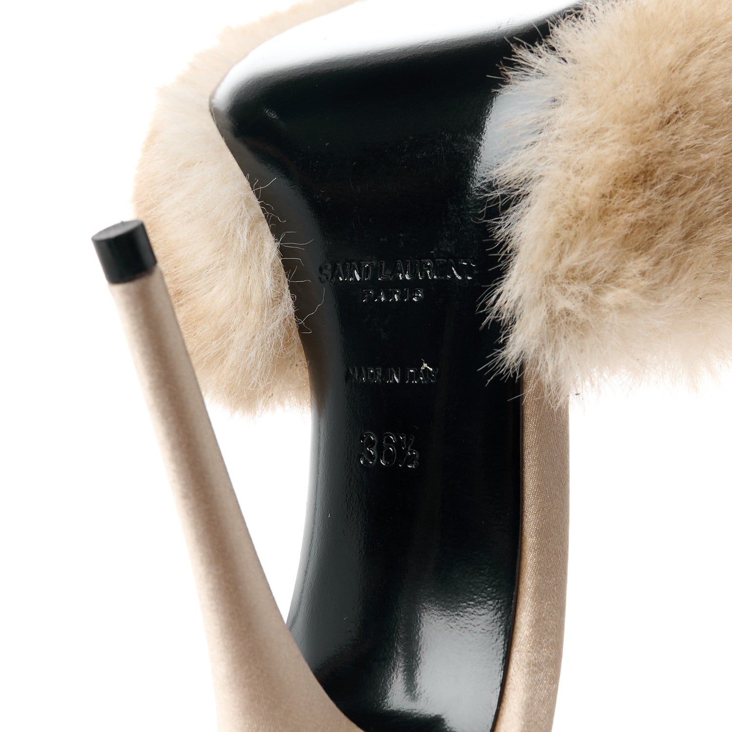 Saint Laurent Faux Fur La 16 Mule Sandals 36.5 Light Beige 6 of 9