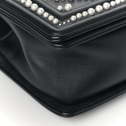 Chanel Calfskin Pearl Chevron Medium Boy Flap Black 8 of 10