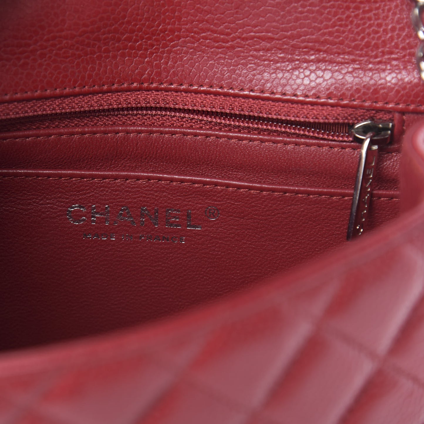 Caviar Quilted Mini Square Flap Red
