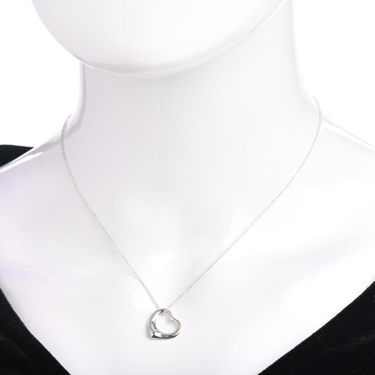 Sterling Silver 16mm Elsa Peretti Open Heart Pendant Necklace