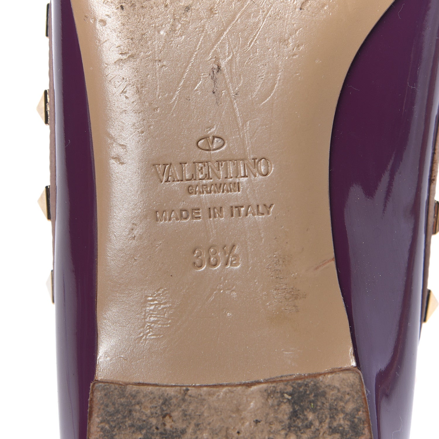 Valentino Garavani Patent Rockstud Ballerina Flats 38.5 Purple Poudre 9 of 20