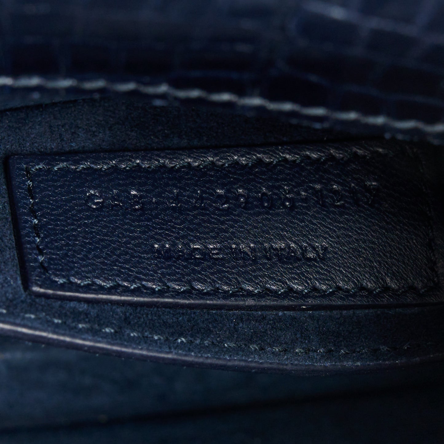Calfskin Crocodile Embossed Medium Monogram Sunset  Deep Marine