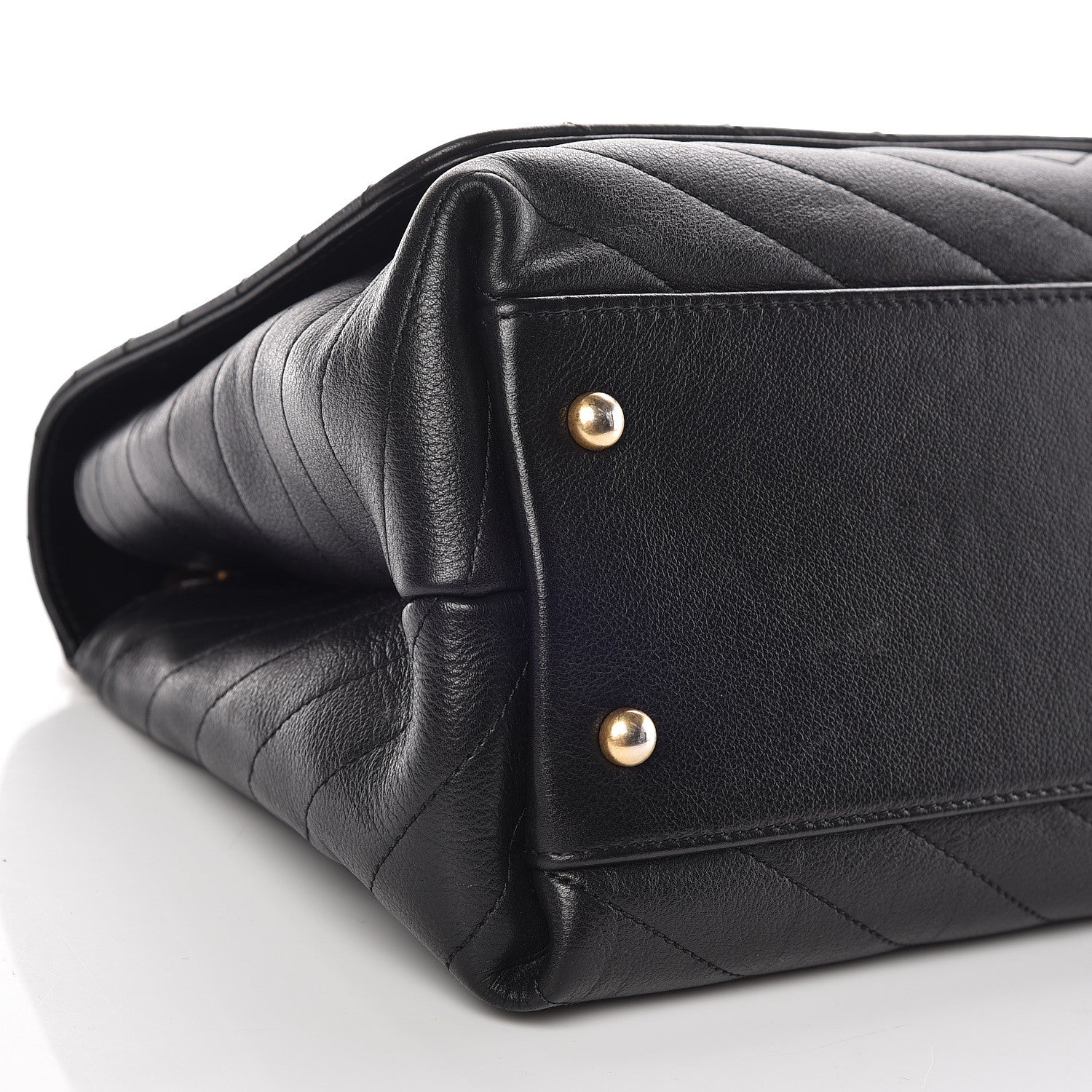 Chanel Grained Calfskin Elaphe Stitched Medium Chevron Chic Top Handle Flap Black 5 of 13