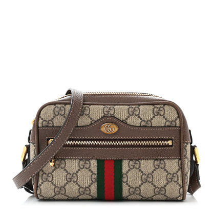 Gucci GG Supreme Monogram Web Mini Ophidia Shoulder Bag Brown 1 of 11