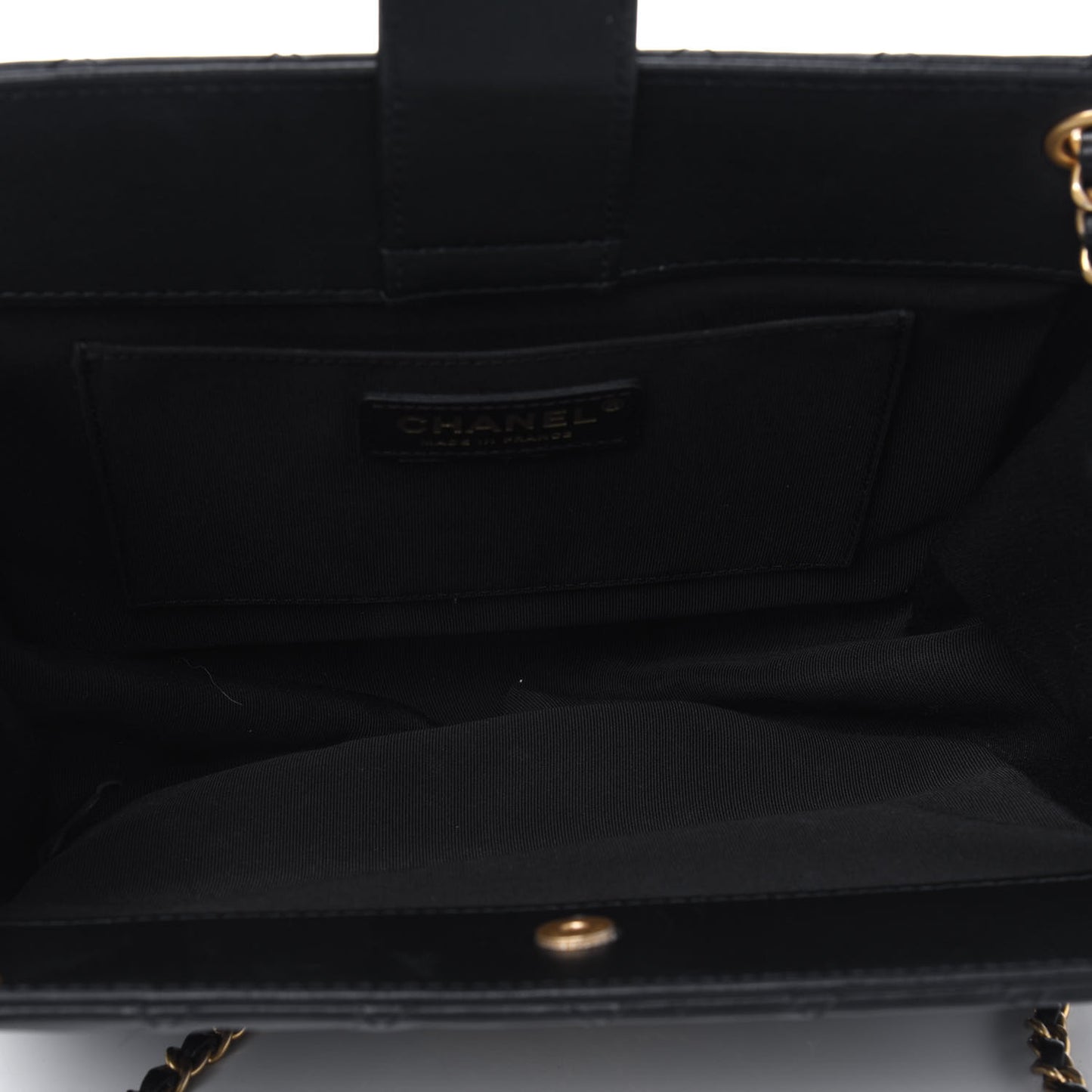 Calfskin Quilted CC Chain Accordion Tote Black