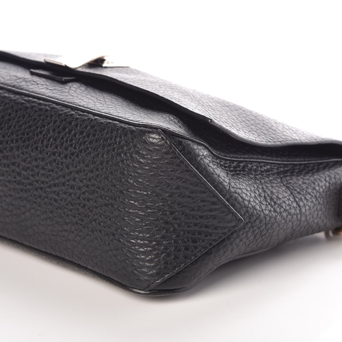 Pebbled Calfskin Small Courier Black