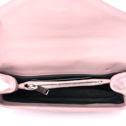 Saint Laurent Sheepskin Matelasse Chevron Monogram Medium College Bag Rose Poudre 9 of 19