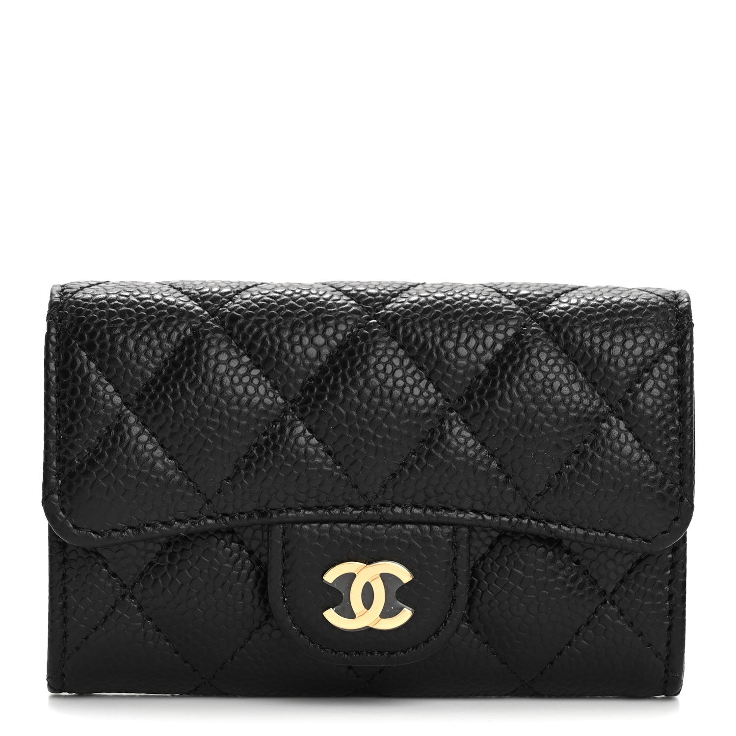 Chanel Caviar Quilted Flap Card Holder Wallet Black 1 of 9