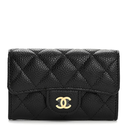 Chanel Caviar Quilted Flap Card Holder Wallet Black 1 of 9