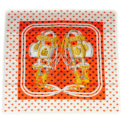 Hermes Silk Brides De Gala Love Scarf 90 Orange Marine Blanc 2 of 5