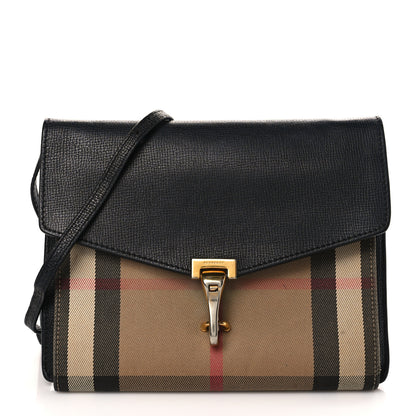 Burberry Derby Calfskin House Check Small Macken Crossbody Bag Black 1 of 8