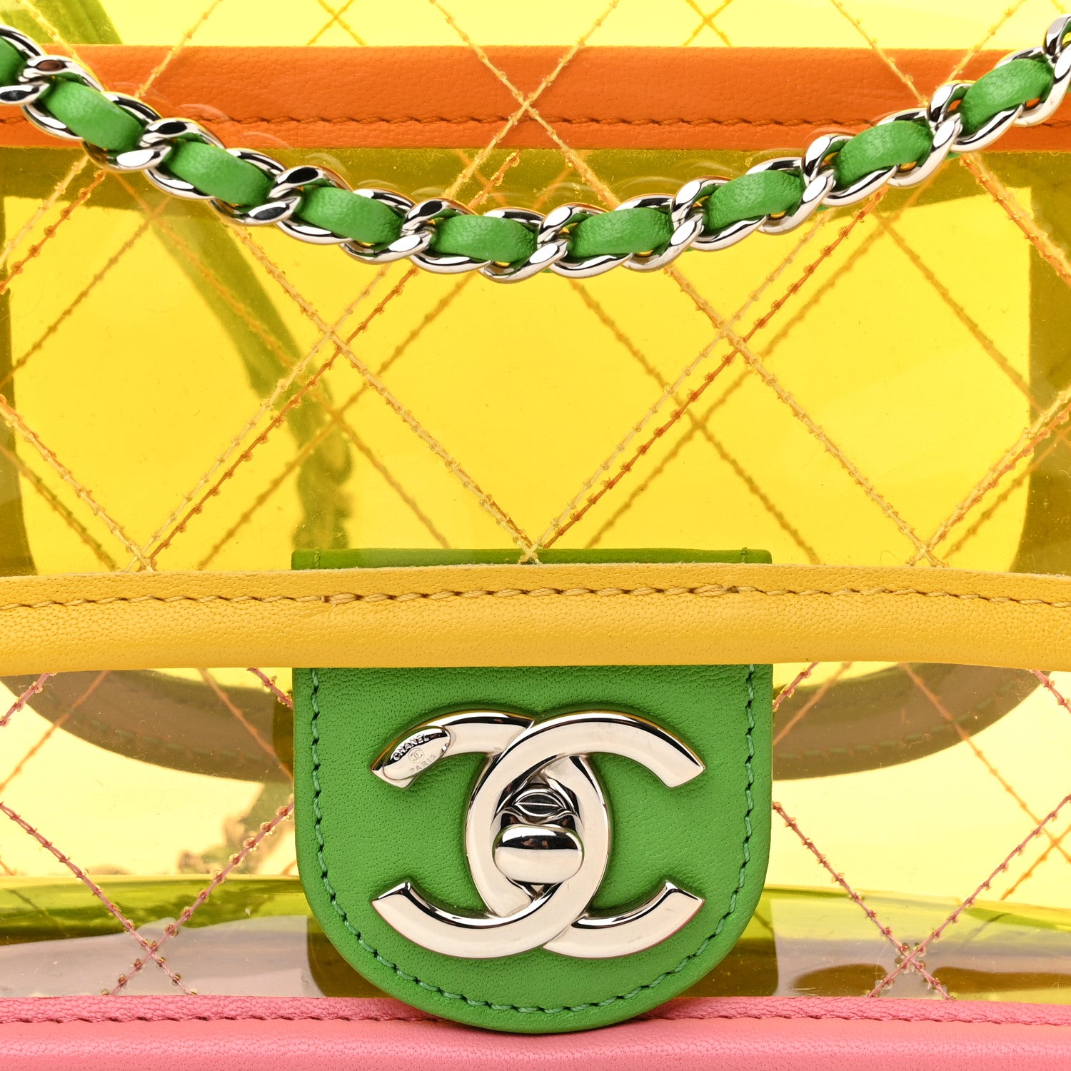 Chanel Lambskin PVC Quilted Mini Coco Splash Flap Yellow Green Pink 8 of 10