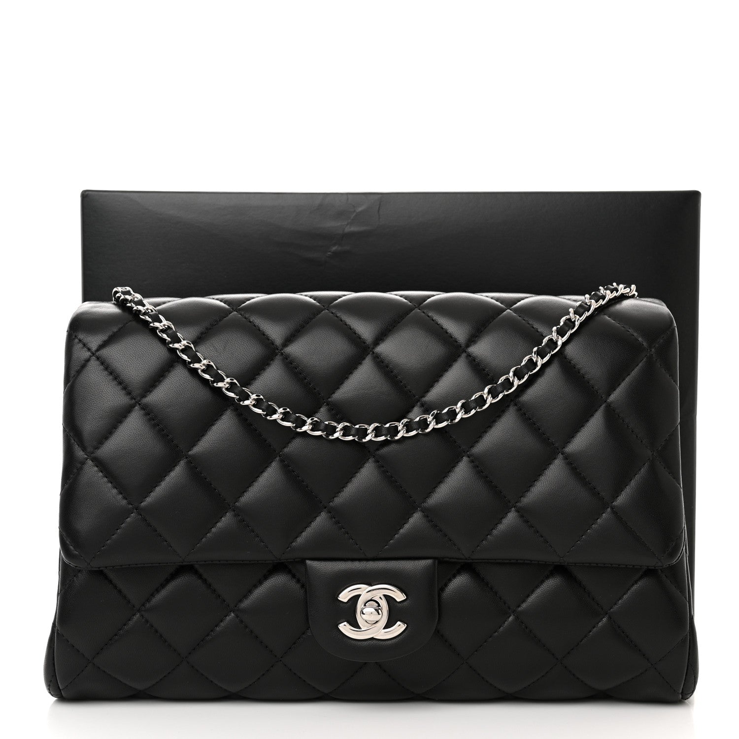 Chanel Lambskin Quilted Clutch With Chain Flap Black 12 of 12