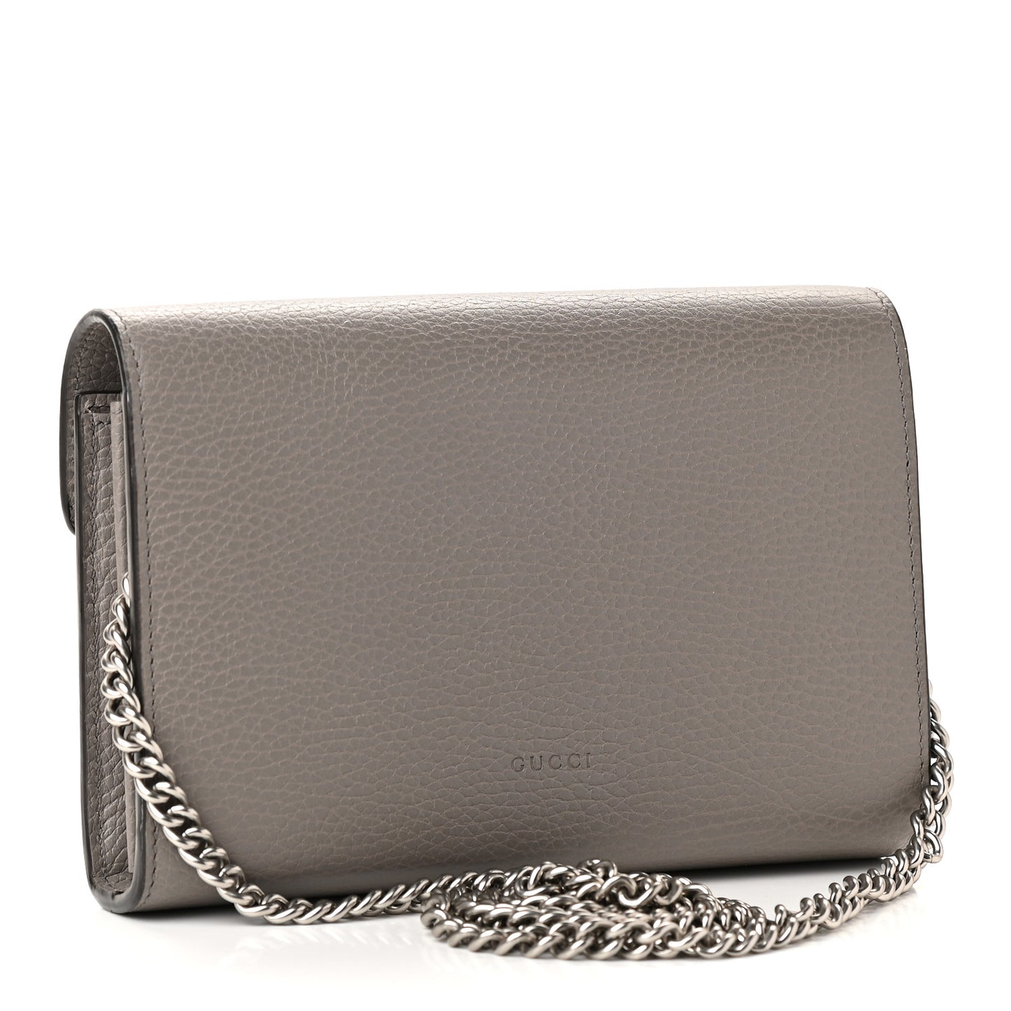 Dollar Calfskin Crystal Mini Dionysus Chain Wallet Dusty Grey Black Diamond