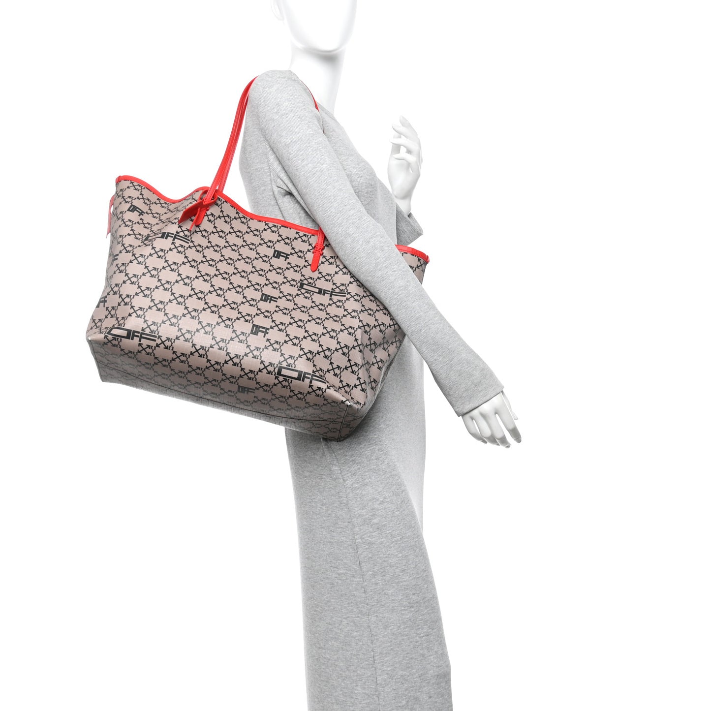 Coated Canvas Arrow Print Day Off Tote Bag Beige