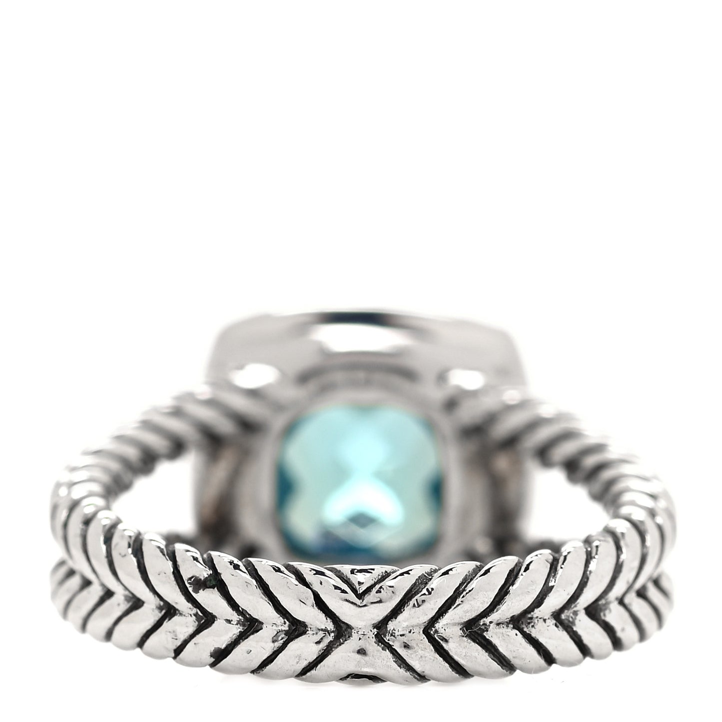 Sterling Silver Diamond Blue Topaz 7mm Petite Albion Ring 49 5