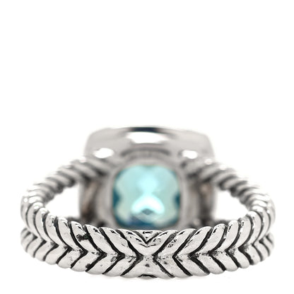 David Yurman Sterling Silver Diamond Blue Topaz 7mm Petite Albion Ring 49 5 3 of 5