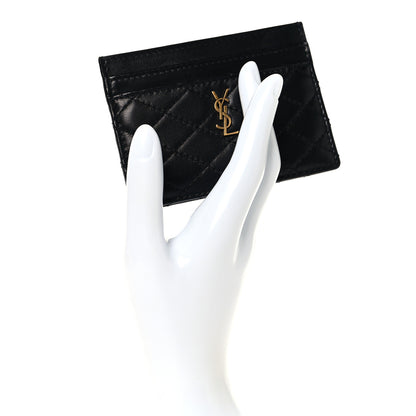 Saint Laurent Lambskin Quilted Monogram Gaby Card Case Black 2 of 8