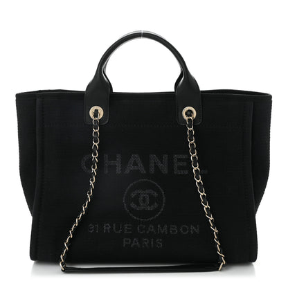 Chanel Mixed Fibers Deauville Tote Navy Blue 1 of 11