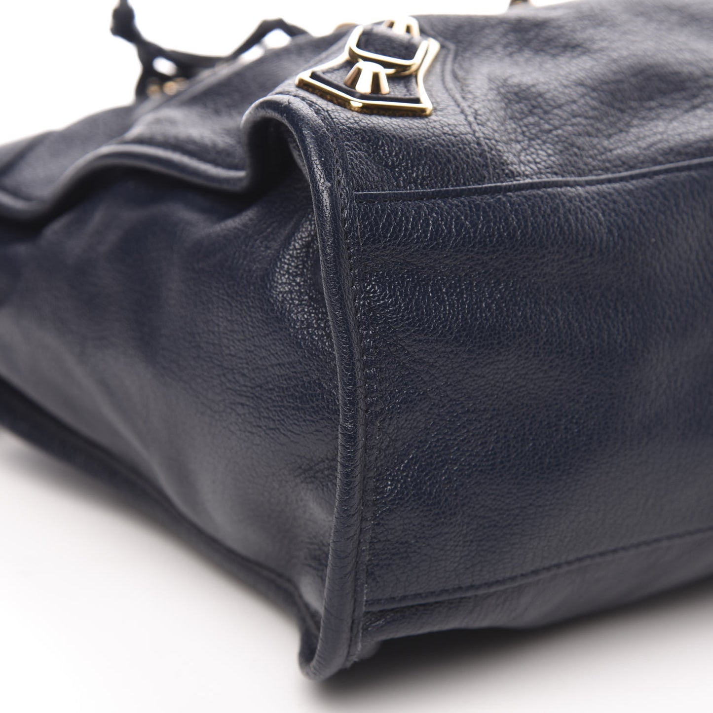 Chevre Gold Metallic Edge Hardware City Bleu Nuit Dark Sea