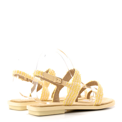 Chanel Tweed CC Sandals 40 Yellow Light Pink 4 of 11