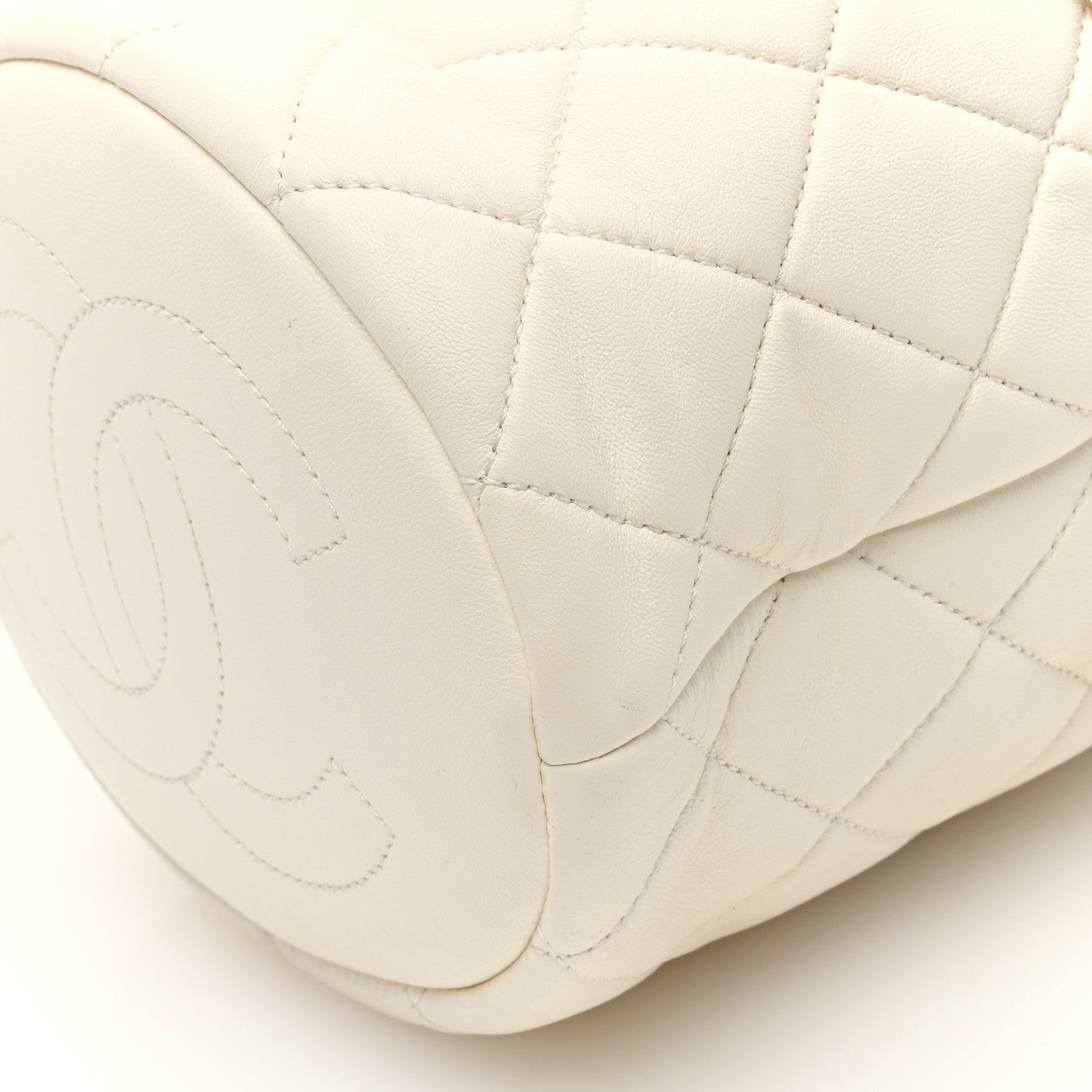 Chanel Lambskin Quilted Pearl Crown Drawstring Bag White 10 of 10