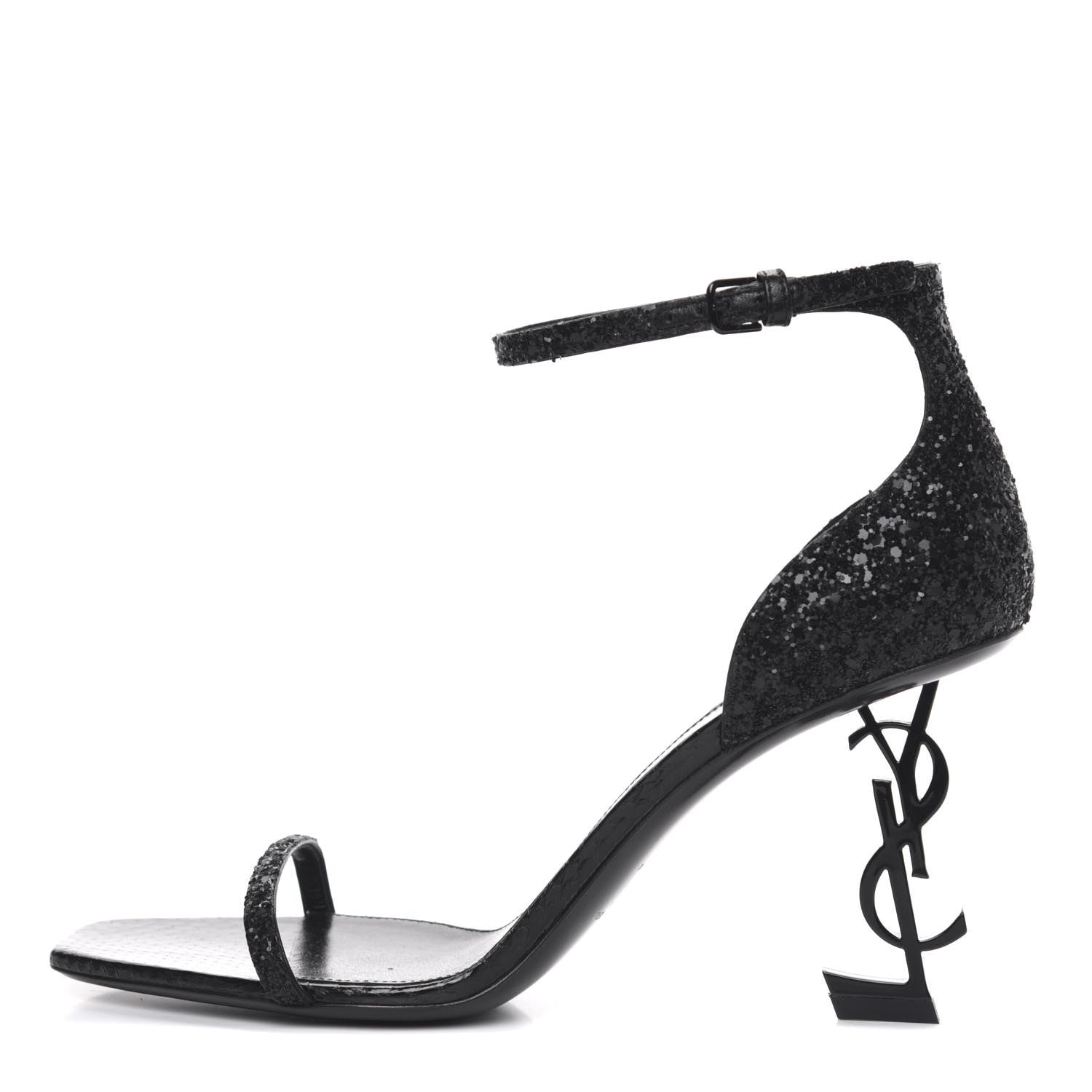 Saint Laurent Glitter Opyum Sandals 40 Black 1 of 7