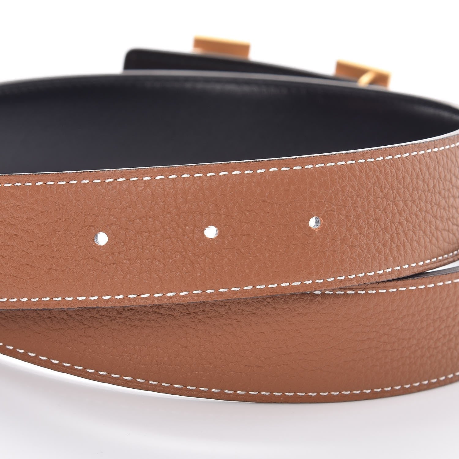Hermes Box Togo 32mm H Belt 75 Black Gold 5 of 6