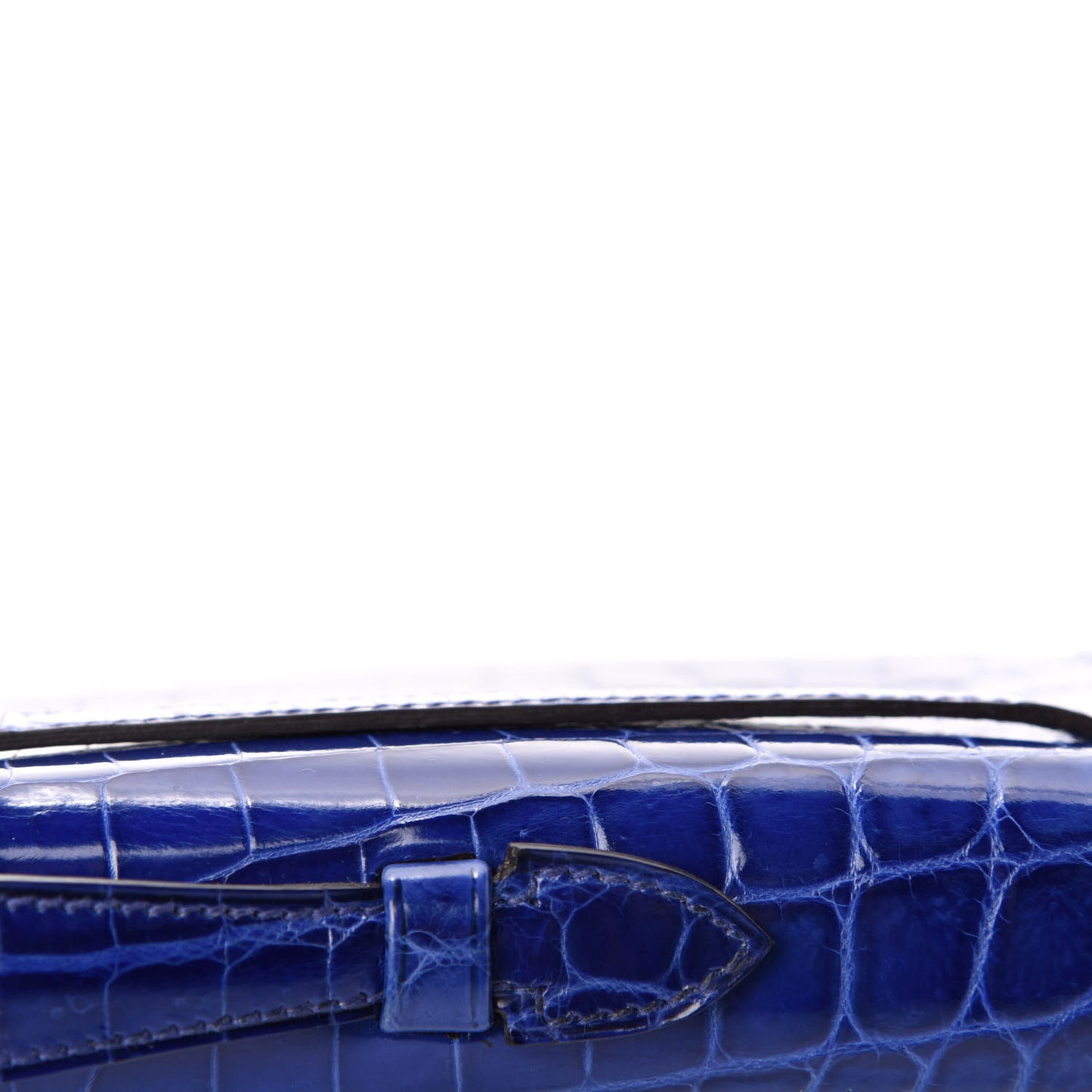 Shiny Niloticus Crocodile Kelly Cut Pochette Bleu Electrique