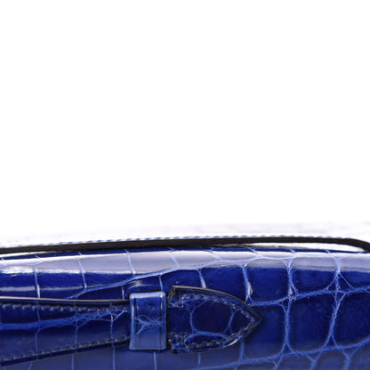 Hermes Shiny Niloticus Crocodile Kelly Cut Pochette Bleu Electrique 9 of 29