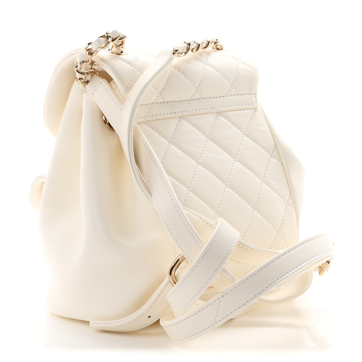 Chanel Lambskin Quilted Small Duma Drawstring Backpack White 3 of 10