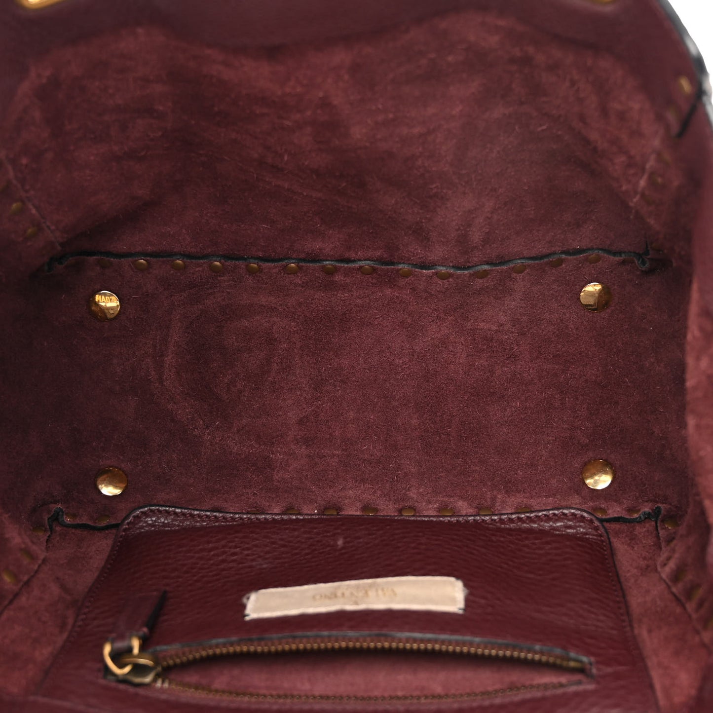 Grained Calfskin Small Rockstud Rolling Tote Rubin