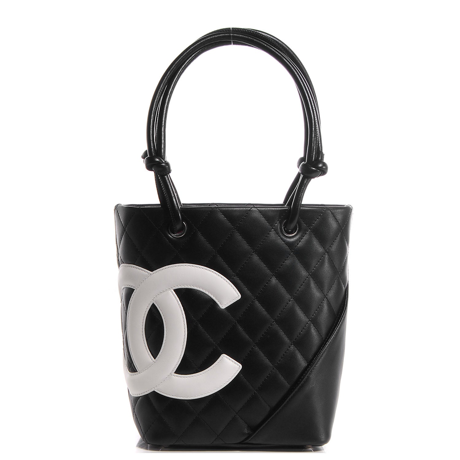 Chanel Calfskin Quilted Small Cambon Tote Black White 1 of 7