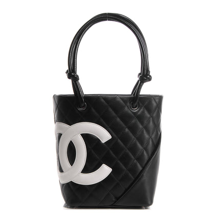 Chanel Calfskin Quilted Small Cambon Tote Black White 1 of 7