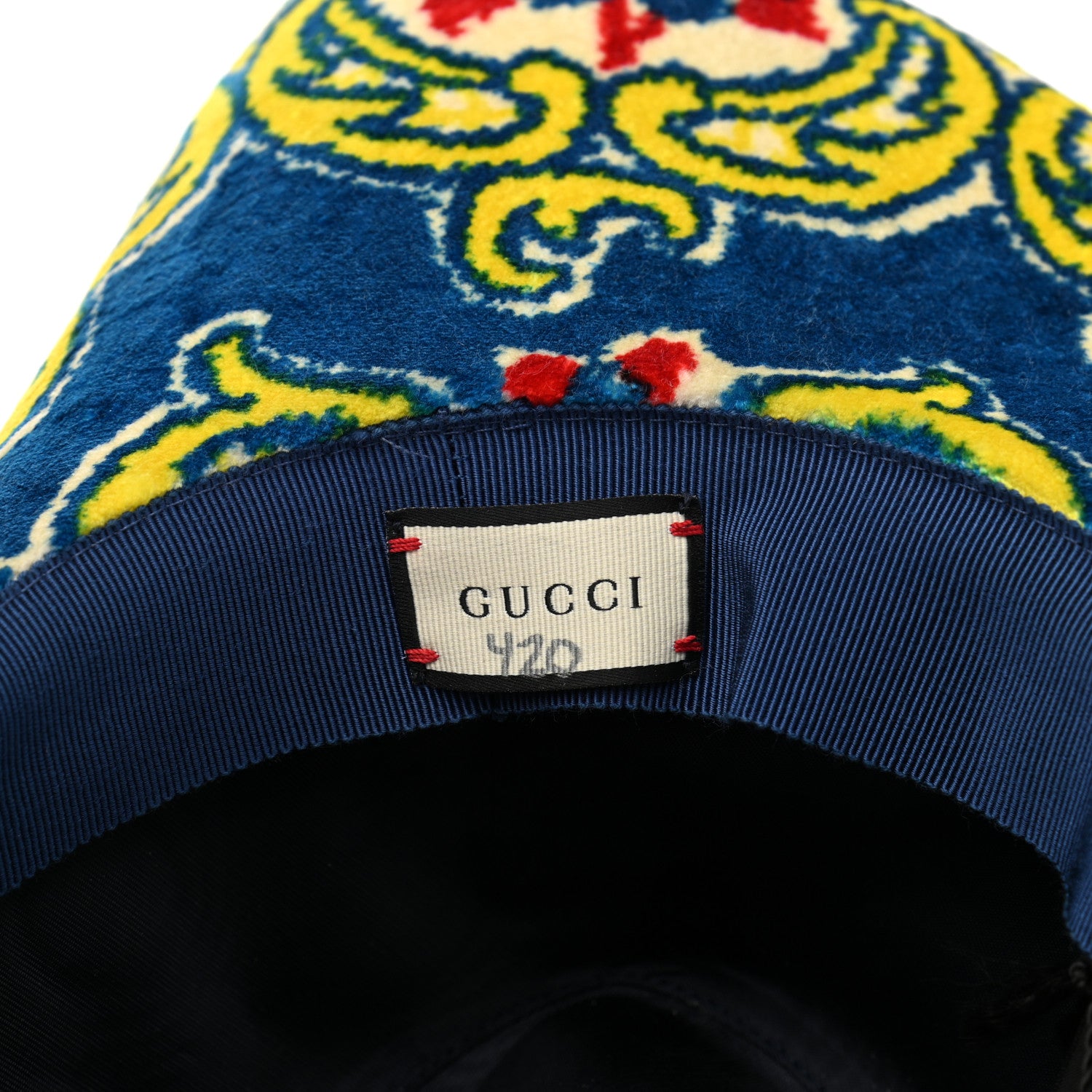 Gucci Velvet Brocade Wide Brim Hat S Periwinkle Blue 7 of 8