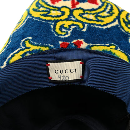 Gucci Velvet Brocade Wide Brim Hat S Periwinkle Blue 7 of 8