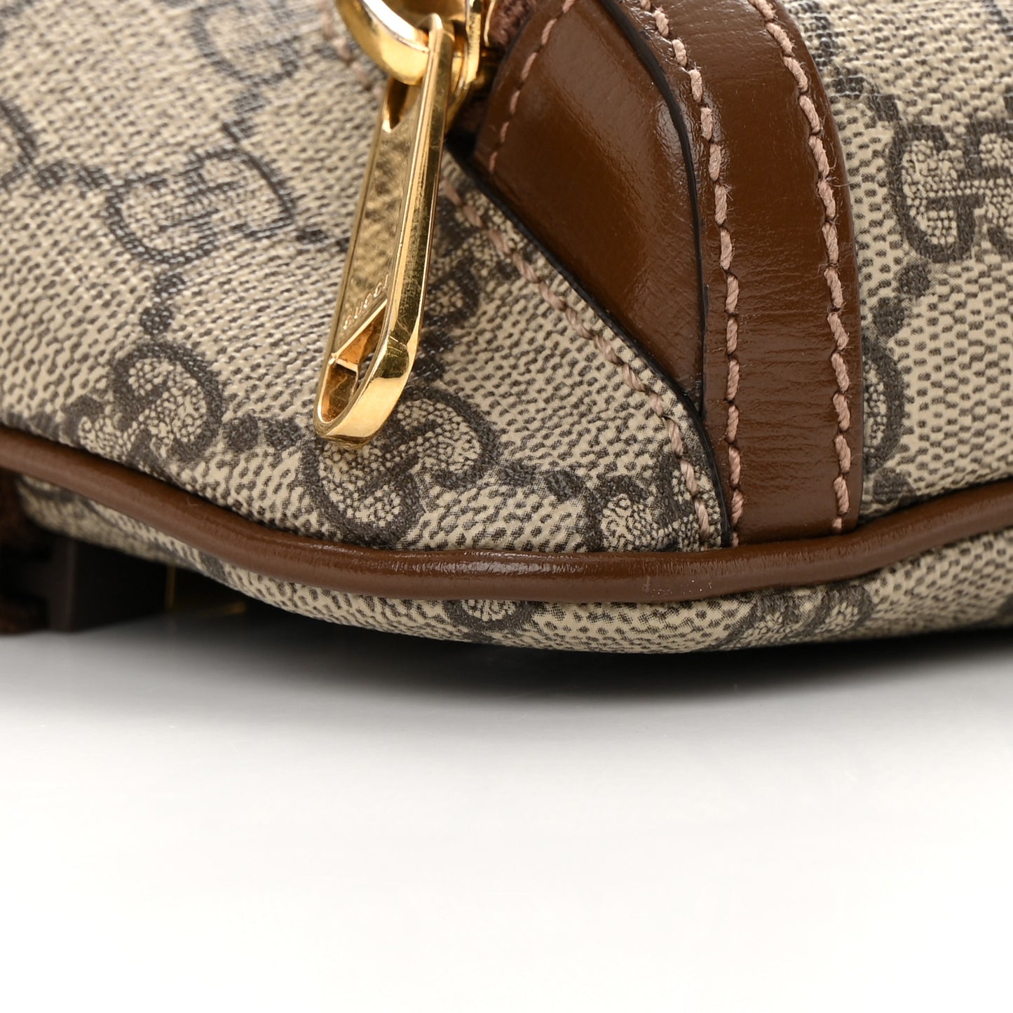 GG Supreme Monogram Textured Calfskin Retro Interlocking G Belt Bag Beige Ebony Brown Sugar
