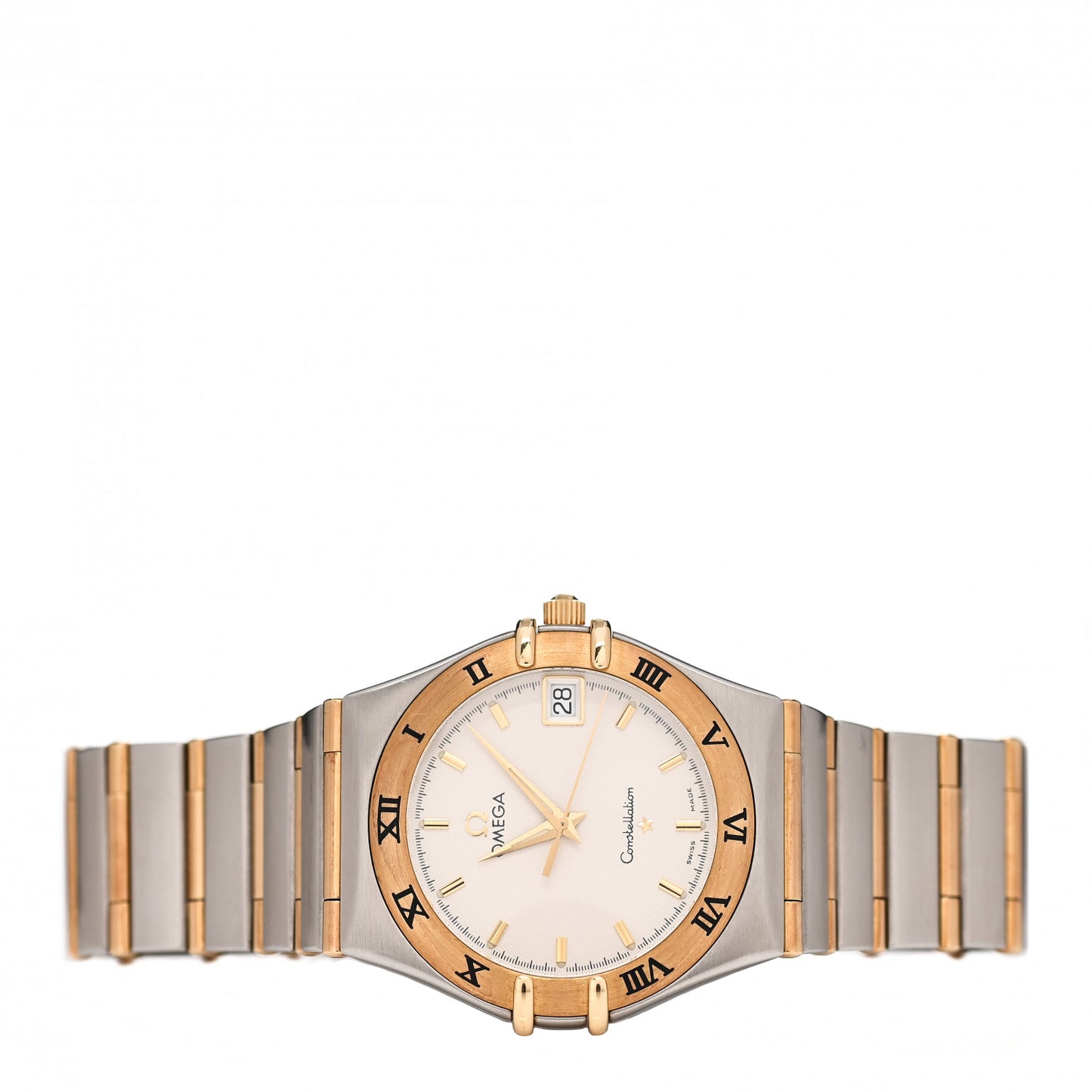 Stainless Steel 18K Yellow Gold 33mm Constellation Quartz Watch White 1312.30