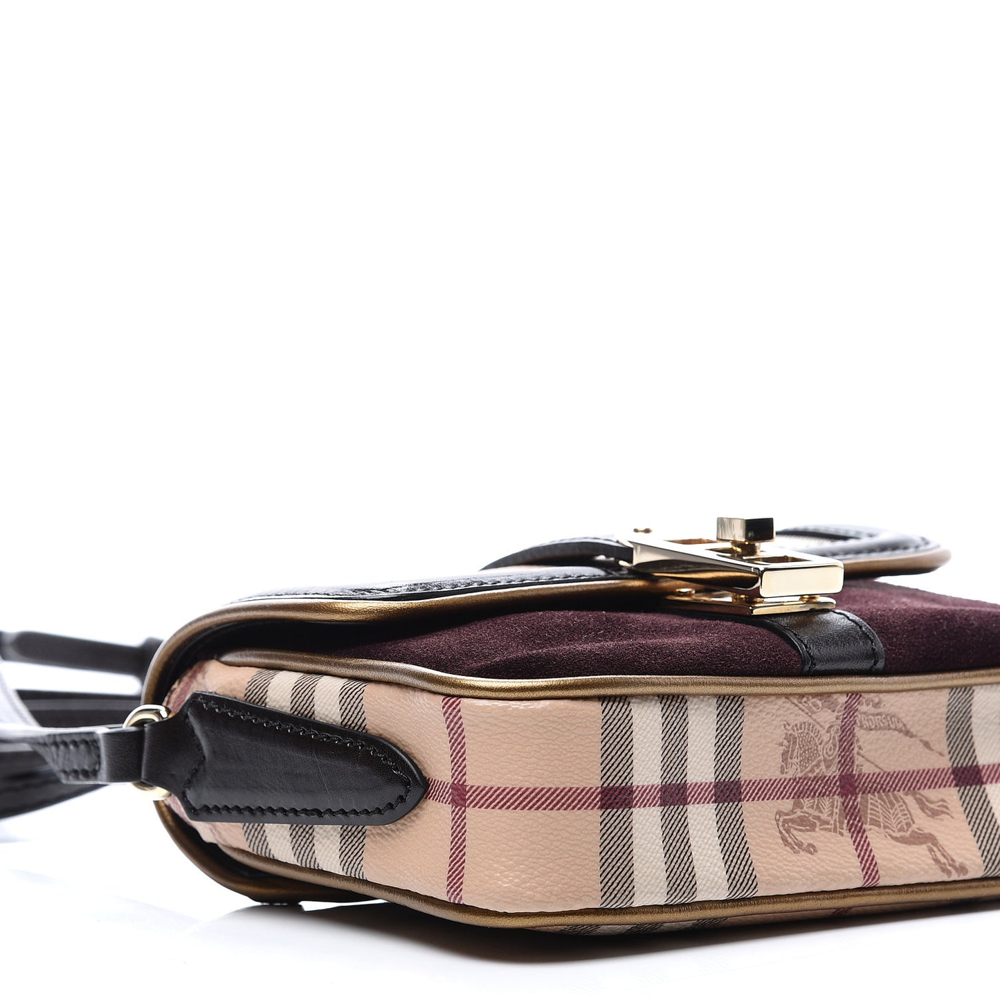 Haymarket Check Suede Mini Berkeley Crossbody Burgundy