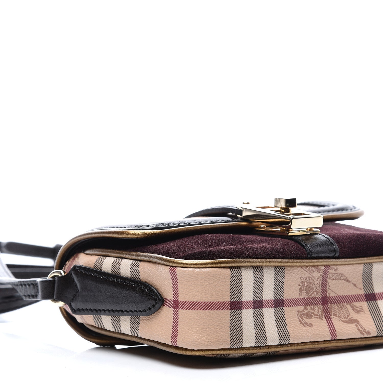 Burberry Haymarket Check Suede Mini Berkeley Crossbody Burgundy 6 of 8