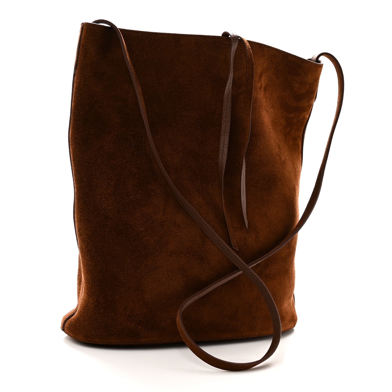 Celine Suede Calfskin Reversible Triomphe Bucket Bag Brown 4 of 15