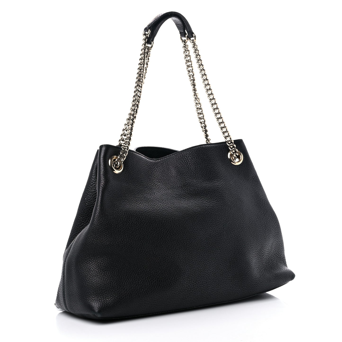 Pebbled Calfskin Medium Soho Chain Shoulder Bag Black
