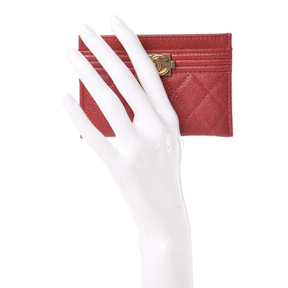 Chanel Caviar Quilted Boy Card Holder Red 2 of 9
