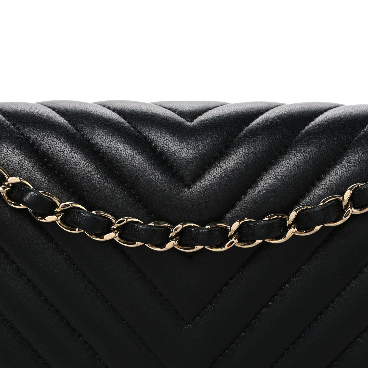 Chanel Lambskin Chevron Quilted Medium Double Flap Black 8 of 10