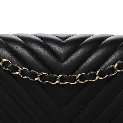 Chanel Lambskin Chevron Quilted Medium Double Flap Black 8 of 10