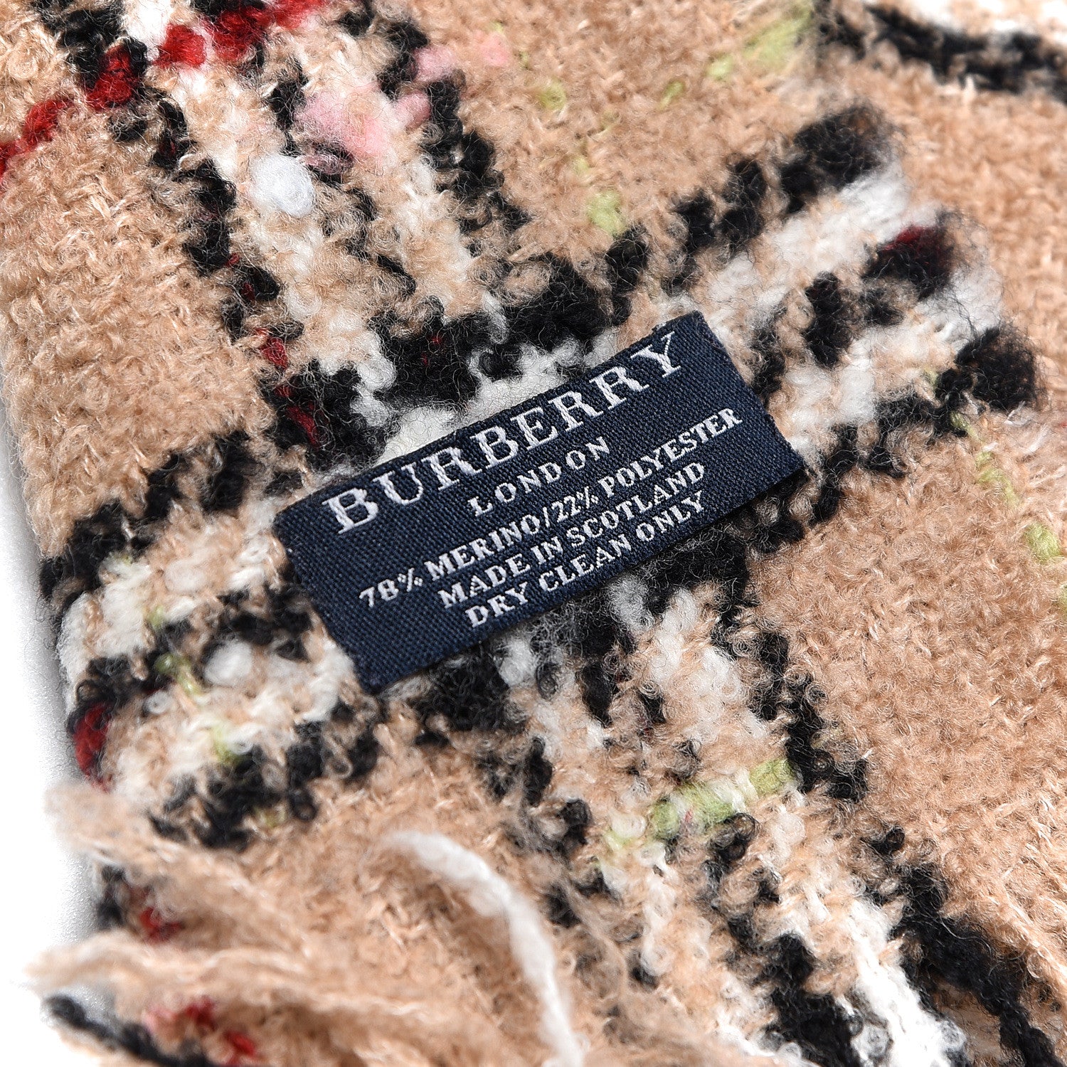 Burberry Merino Wool Polyester Vintage Check Scarf Camel 4 of 4