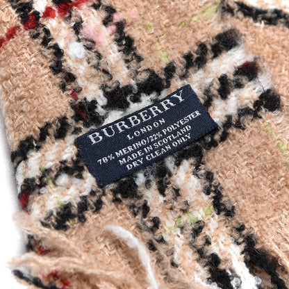 Burberry Merino Wool Polyester Vintage Check Scarf Camel 4 of 4