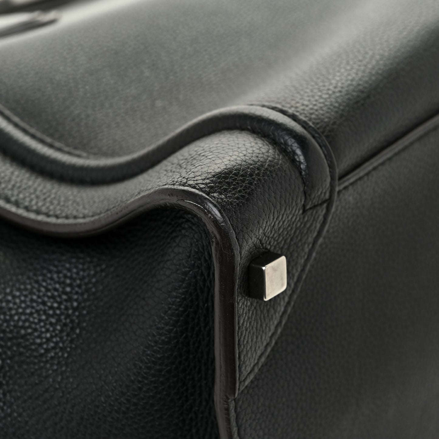 Drummed Calfskin Mini Luggage Black