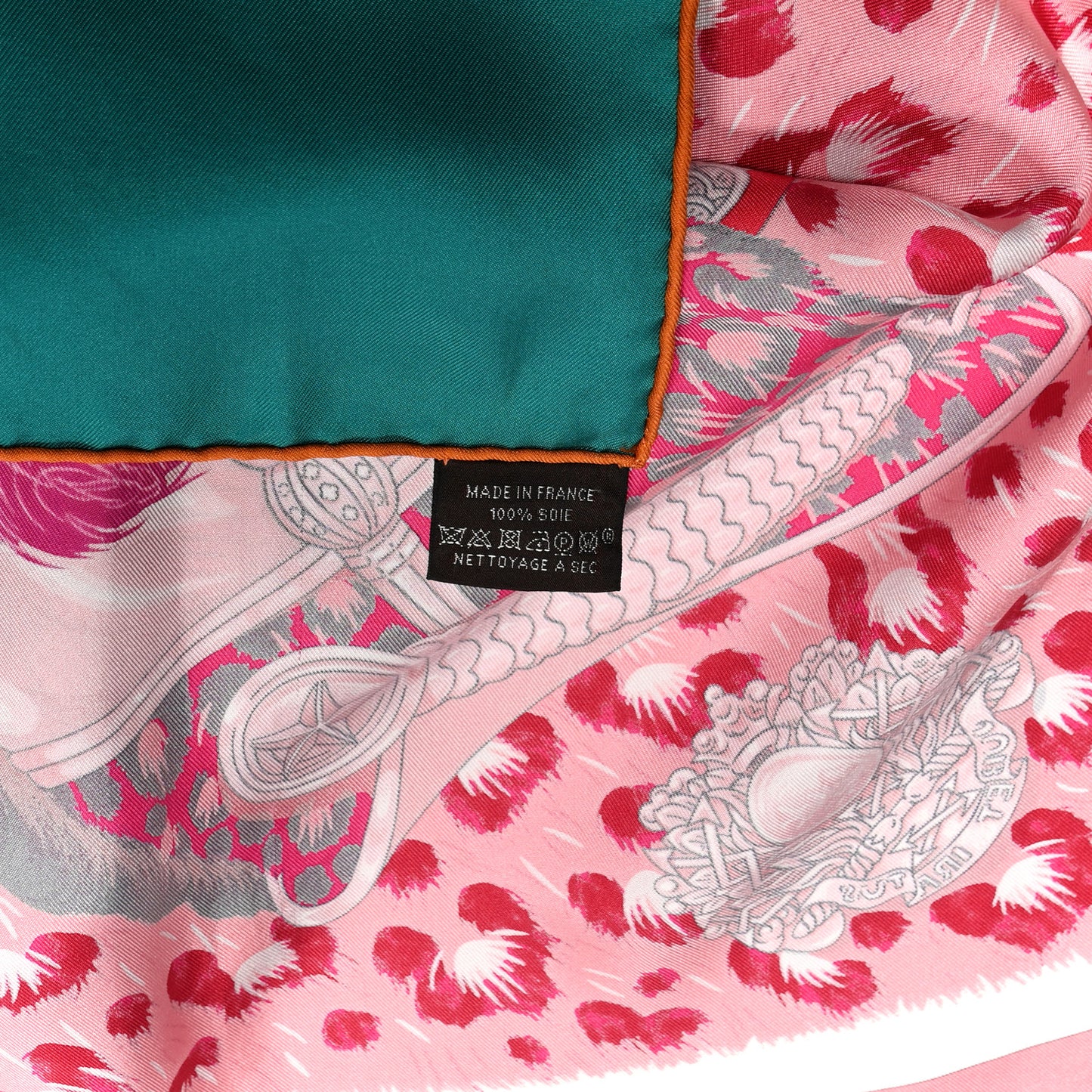 Silk Plumets du Roy Scarf 90 Vert Rose Blanc